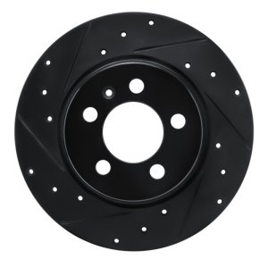 Audi A1 Brake Rotor (1) - Rear Left - R1 Concepts - Drilled & Slotted - Black - `15-`18